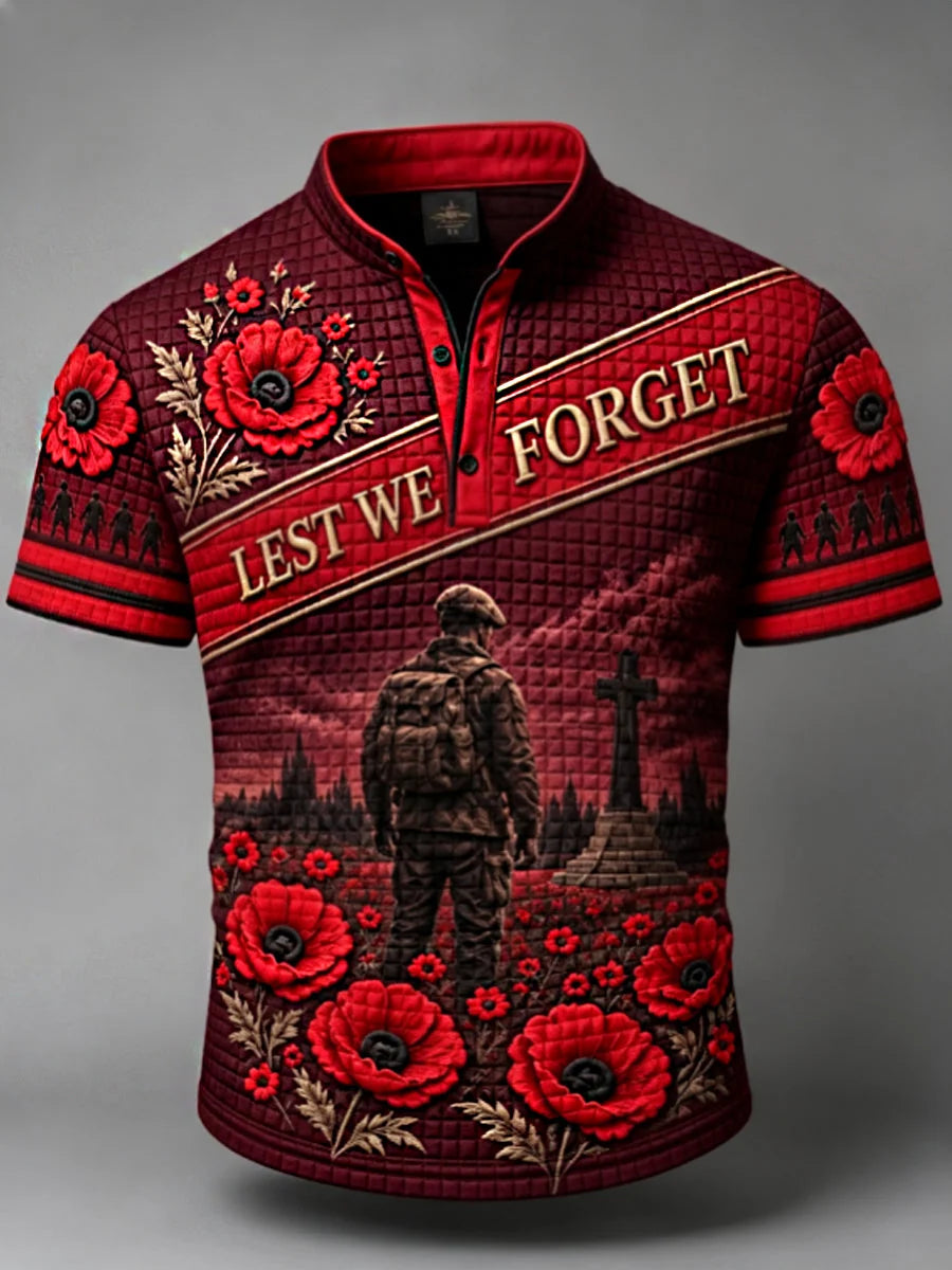 Men's Remembrance Day Lest We Forget Short-Sleeve Polo Shirt