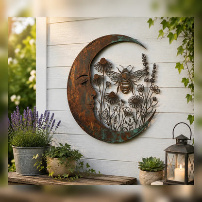 Moon Wall Decor – Dragonfly, Bee, Fairy & Black Cat