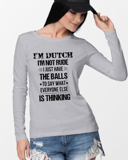 I'M NOT RUDE I'M DUTCH - Long Sleeve Tee - Ash - lifestyle-unisex-longsleeve-front-4