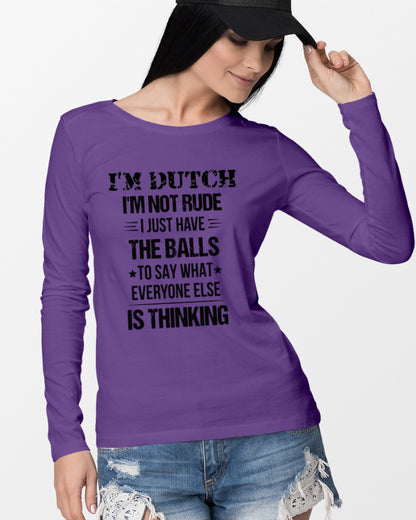 I'M NOT RUDE I'M DUTCH - Long Sleeve Tee - Purple - lifestyle-unisex-longsleeve-front-4