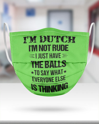I'M NOT RUDE I'M DUTCH - 3 Layer Face Mask - Single - Kiwi - aos-face-mask-3-layers-lifestyle-front-25