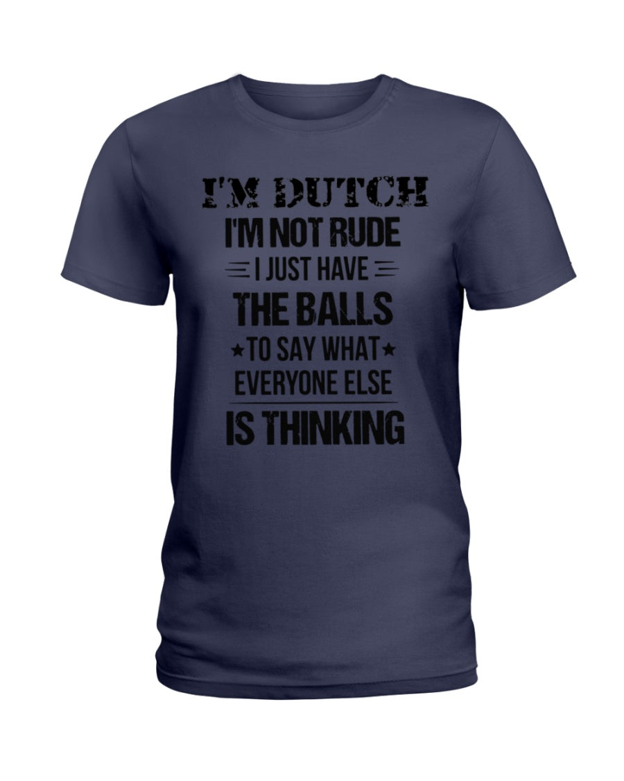 I'M NOT RUDE I'M DUTCH - Ladies T-Shirt - Navy - Front