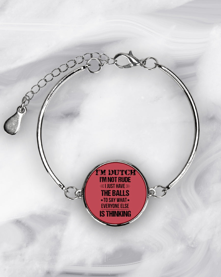 I'M NOT RUDE I'M DUTCH - Metallic Circle Bracelet - True Red - aos-bracelet-metal-front-lifestyle-8