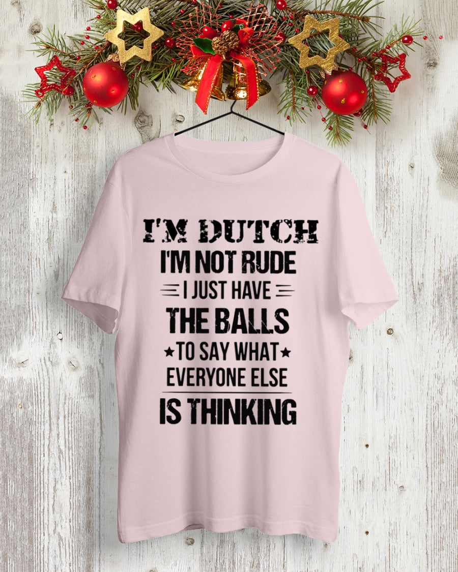 I'M NOT RUDE I'M DUTCH - Premium Fit Mens Tee - Light Pink - lifestyle-holiday-crewneck-front-2