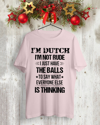 I'M NOT RUDE I'M DUTCH - Premium Fit Mens Tee - Light Pink - lifestyle-holiday-crewneck-front-2
