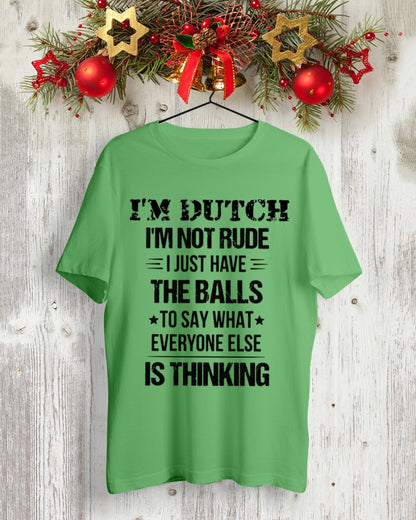 I'M NOT RUDE I'M DUTCH - Premium Fit Mens Tee - Grass Green - lifestyle-holiday-crewneck-front-2