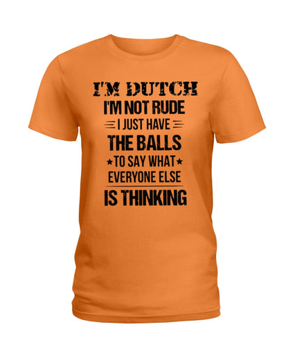 I'M NOT RUDE I'M DUTCH - Ladies T-Shirt - Orange - Front