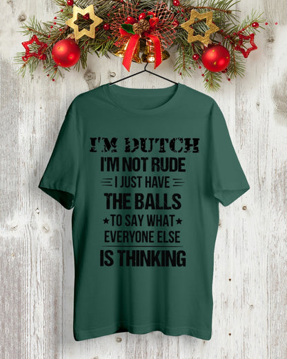 I'M NOT RUDE I'M DUTCH - Premium Fit Mens Tee - Forest - lifestyle-holiday-crewneck-front-2