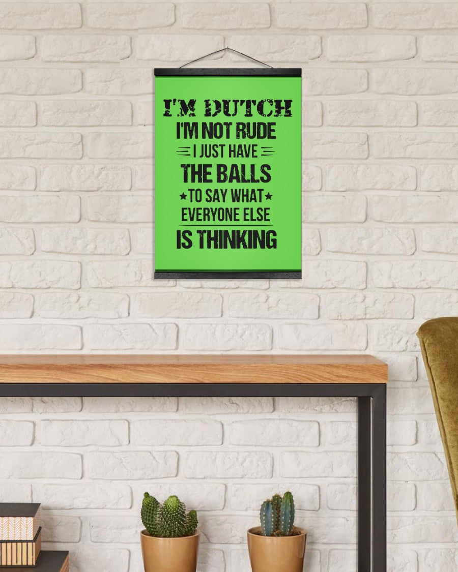 I'M NOT RUDE I'M DUTCH - 12x16 Black Hanging Canvas - Kiwi - aos-hanging-canvas-12x16-lifestyle-front-03