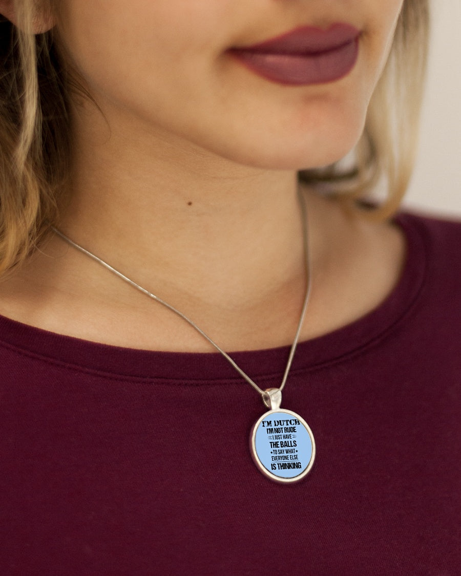 I'M NOT RUDE I'M DUTCH - Metallic Circle Necklace - Light Blue - aos-necklace-circle-metallic-lifestyle-1