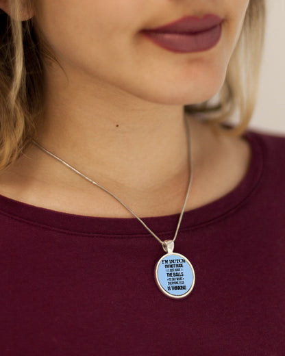 I'M NOT RUDE I'M DUTCH - Metallic Circle Necklace - Light Blue - aos-necklace-circle-metallic-lifestyle-1
