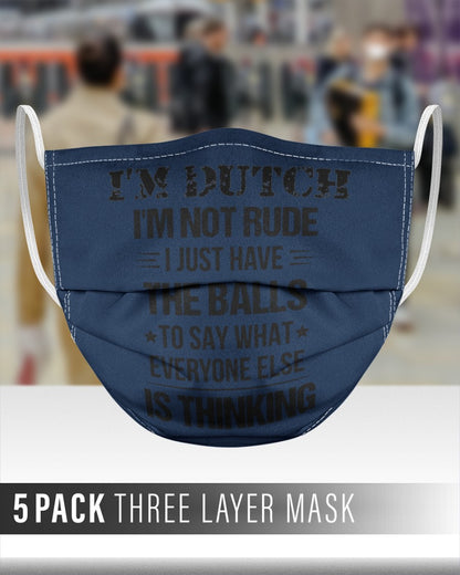 I'M NOT RUDE I'M DUTCH - 3 Layer Face Mask - 5 Pack - J Navy - aos-face-mask-3-layers-lifestyle-front-48