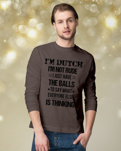 I'M NOT RUDE I'M DUTCH - Long Sleeve Tee - Dark Chocolate - lifestyle-holiday-longsleeves-front-3