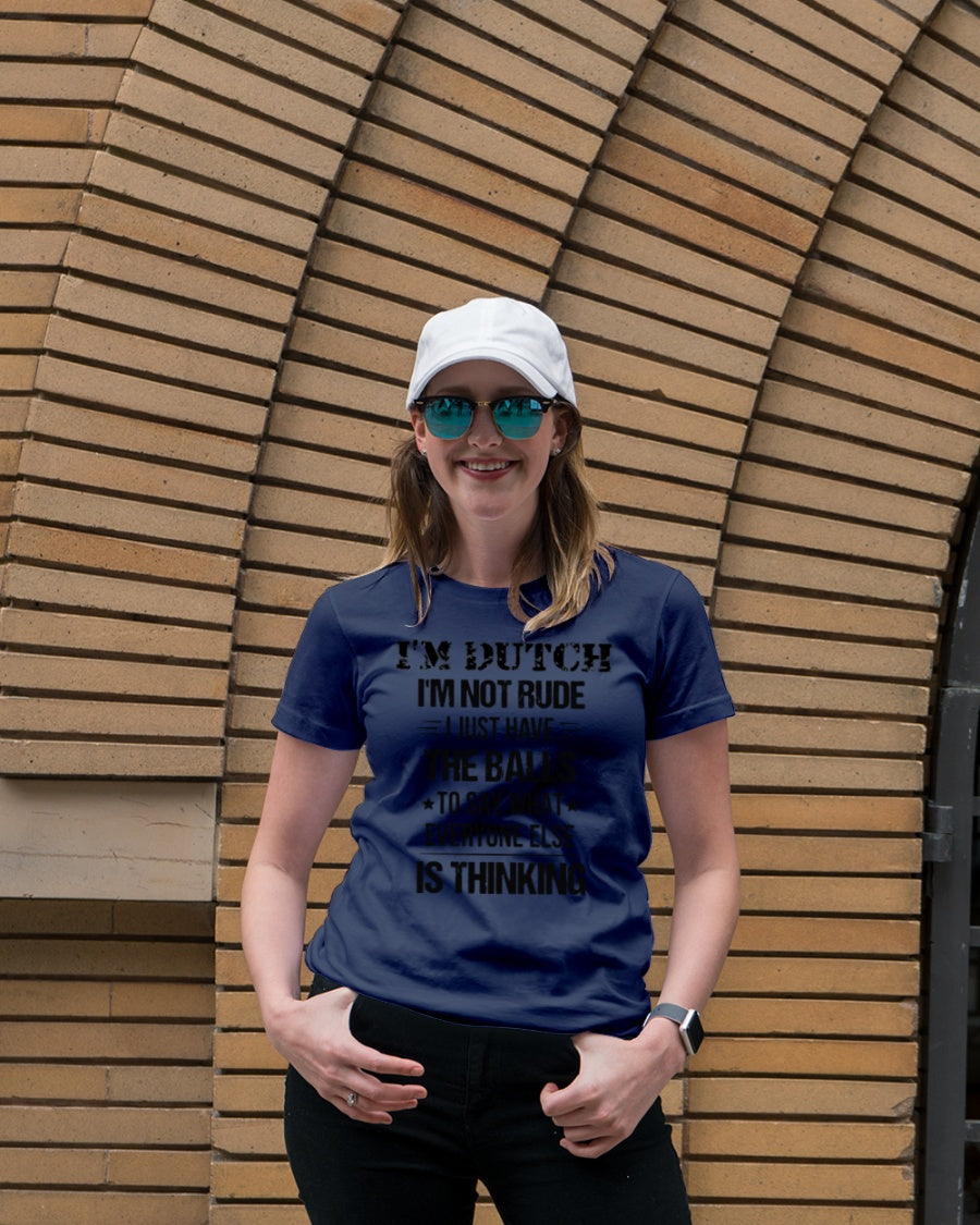 I'M NOT RUDE I'M DUTCH - Premium Fit Ladies Tee - Navy - lifestyle-women-crewneck-front-4