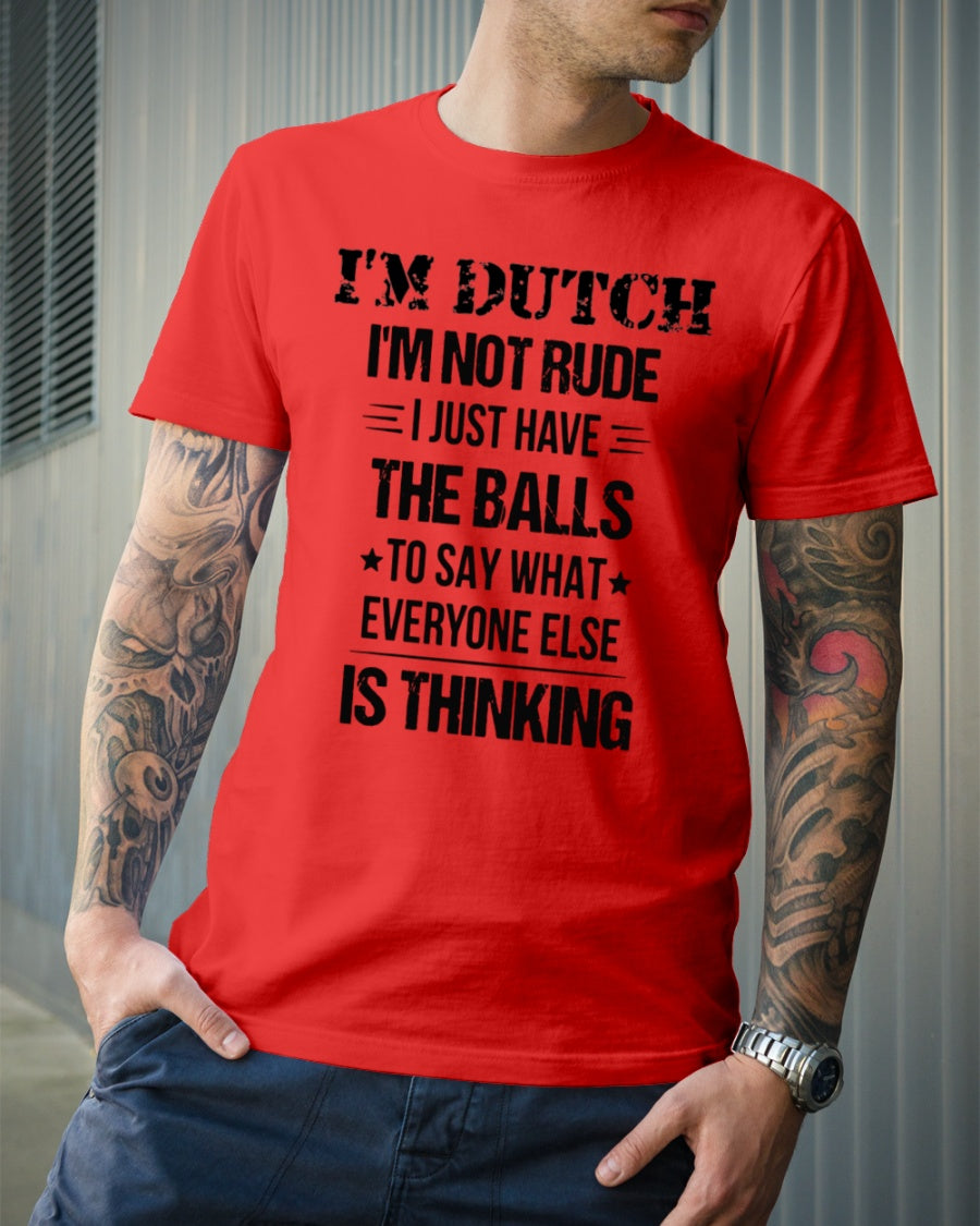 I'M NOT RUDE I'M DUTCH - Premium Fit Mens Tee - Red - lifestyle-mens-crewneck-front-6