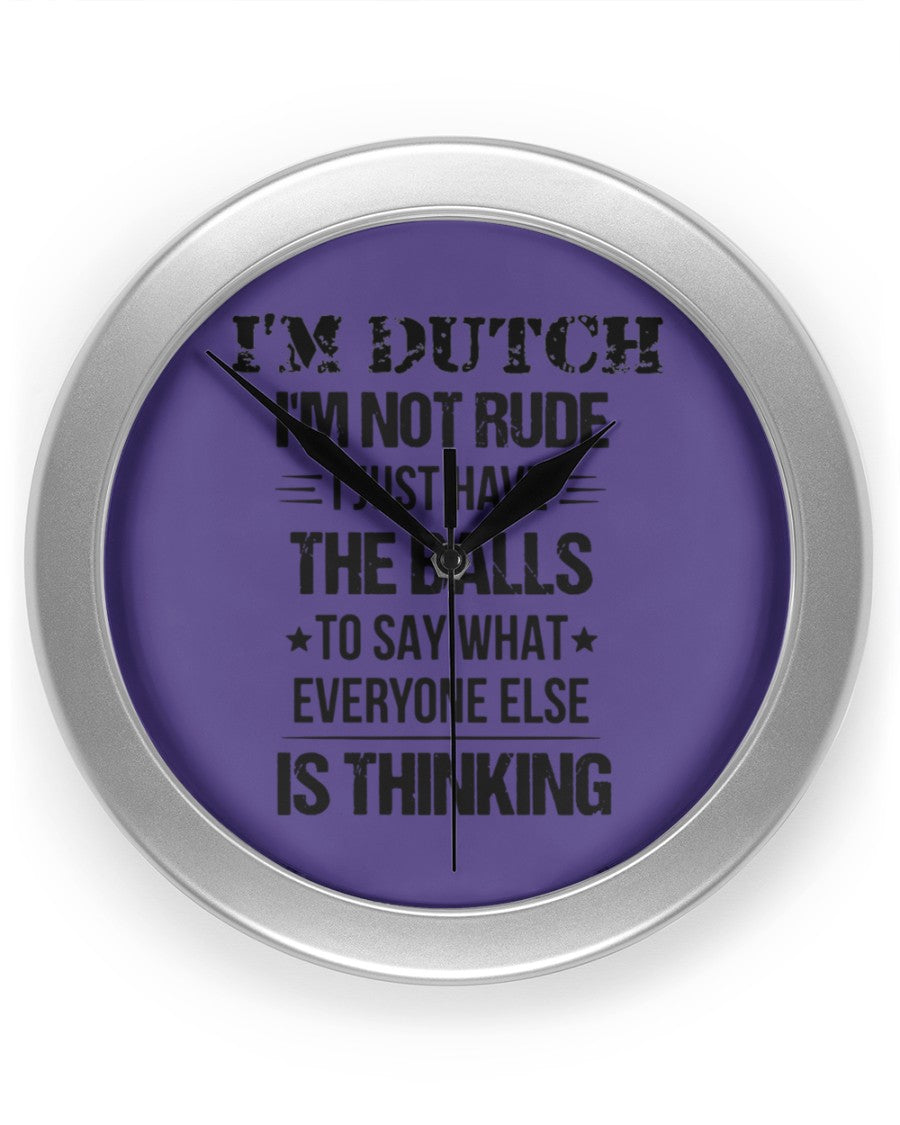 I'M NOT RUDE I'M DUTCH - Wall Clock - Purple - Front