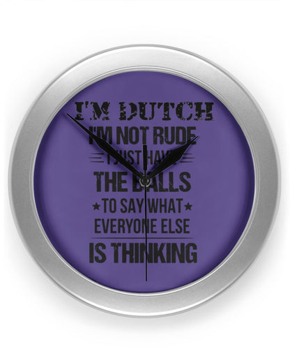 I'M NOT RUDE I'M DUTCH - Wall Clock - Purple - Front