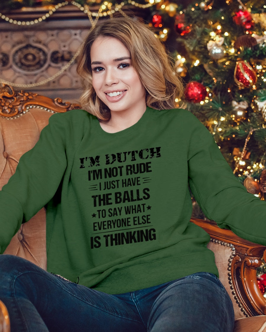 I'M NOT RUDE I'M DUTCH - Crewneck Sweatshirt - Forest Green - lifestyle-holiday-sweater-front-3