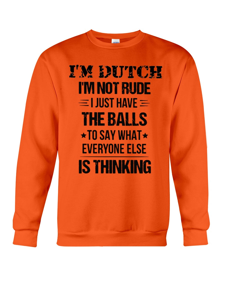 I'M NOT RUDE I'M DUTCH - Crewneck Sweatshirt - Orange - Front
