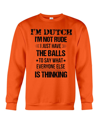 I'M NOT RUDE I'M DUTCH - Crewneck Sweatshirt - Orange - Front
