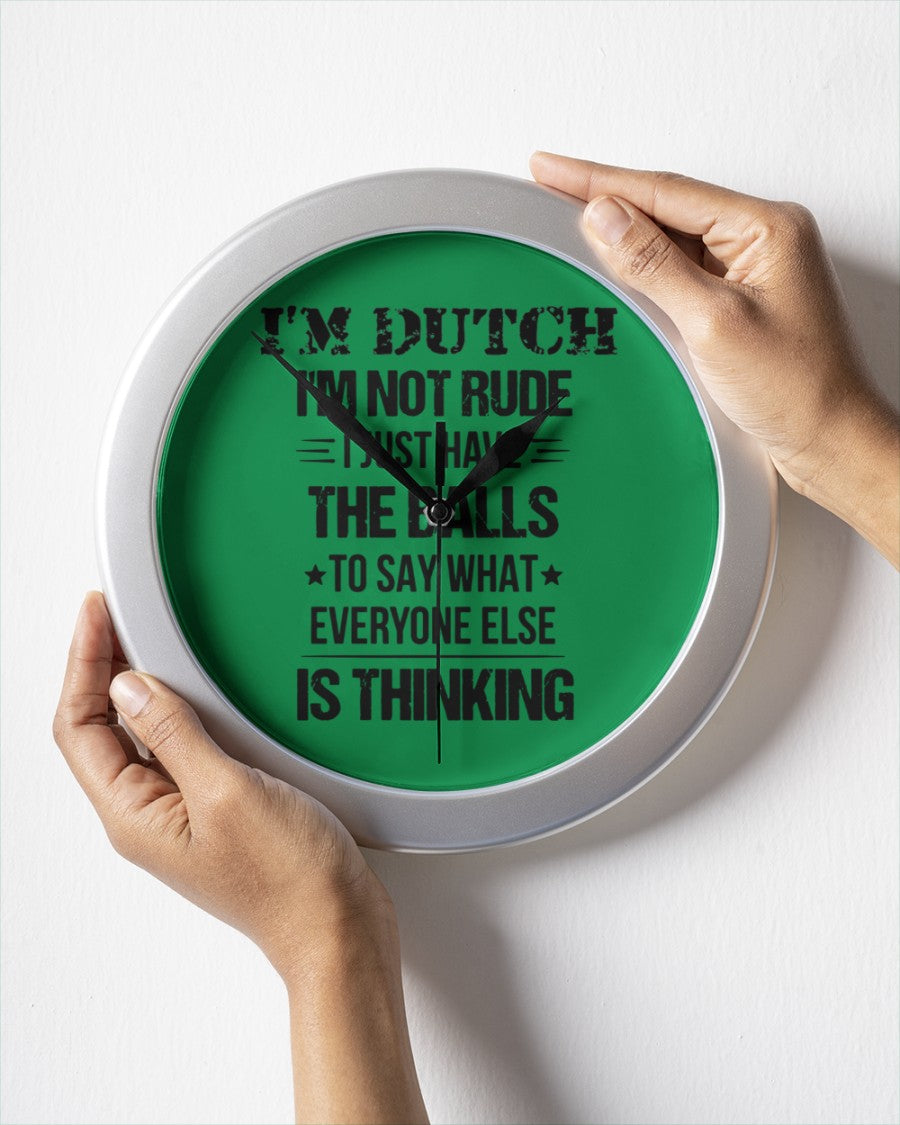 I'M NOT RUDE I'M DUTCH - Wall Clock - Kelly - aos-wall-clock-lifestyle-front-05