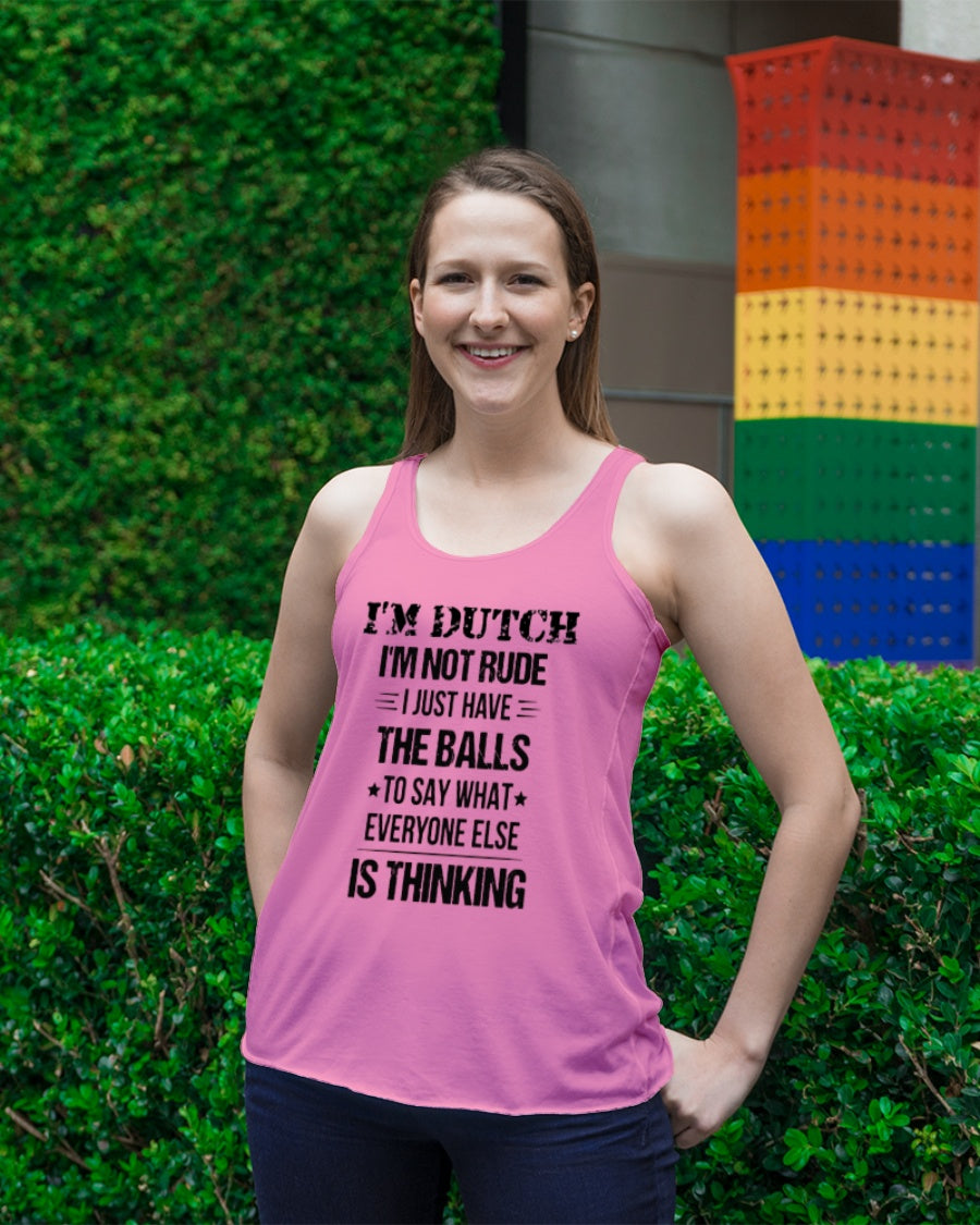 I'M NOT RUDE I'M DUTCH - Ladies Flowy Tank - Neon Pink - lifestyle-bellaflowy-tank-front-2