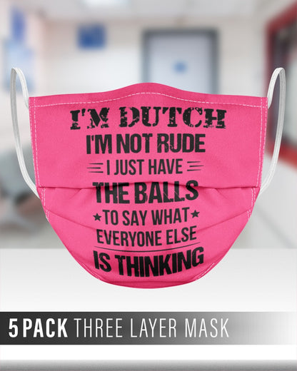 I'M NOT RUDE I'M DUTCH - 3 Layer Face Mask - 5 Pack - Cyber Pink - aos-face-mask-3-layers-lifestyle-front-27