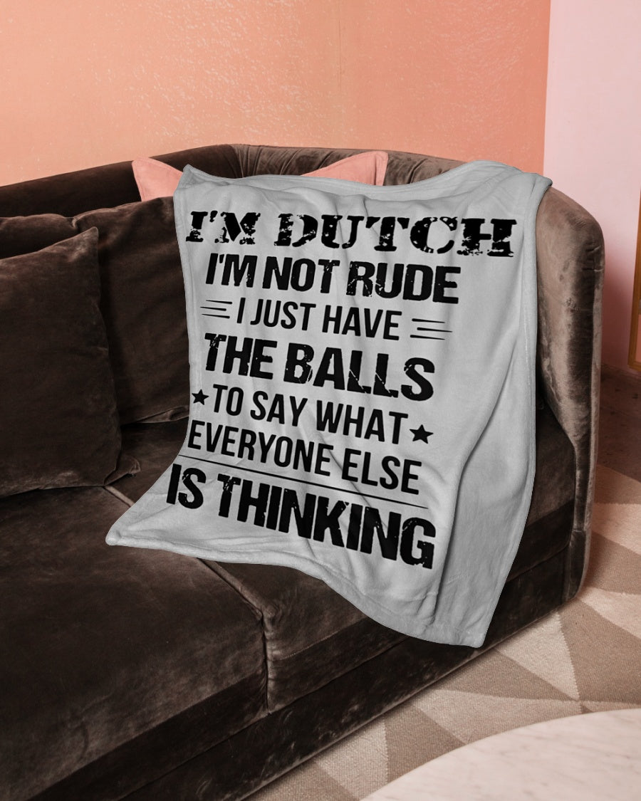 I'M NOT RUDE I'M DUTCH - Small Fleece Blanket - 30" x 40" - Ash - aos-coral-fleece-blanket-30x40-lifestyle-front-05