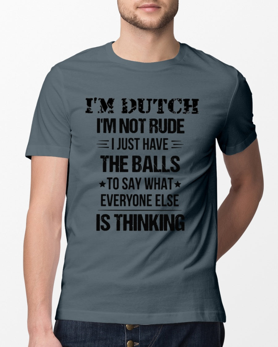 I'M NOT RUDE I'M DUTCH - Classic T-Shirt - Charcoal Grey - lifestyle-mens-crewneck-front-13