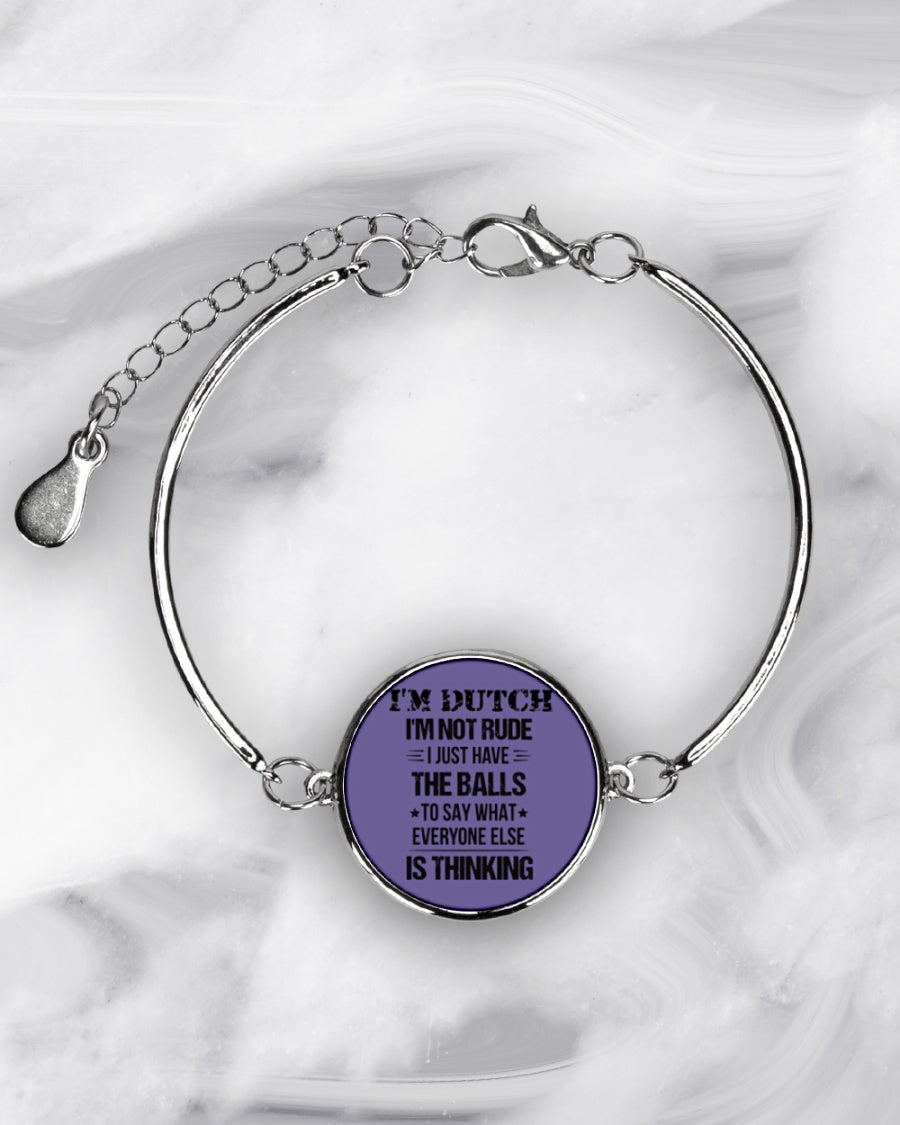 I'M NOT RUDE I'M DUTCH - Metallic Circle Bracelet - Purple - aos-bracelet-metal-front-lifestyle-8