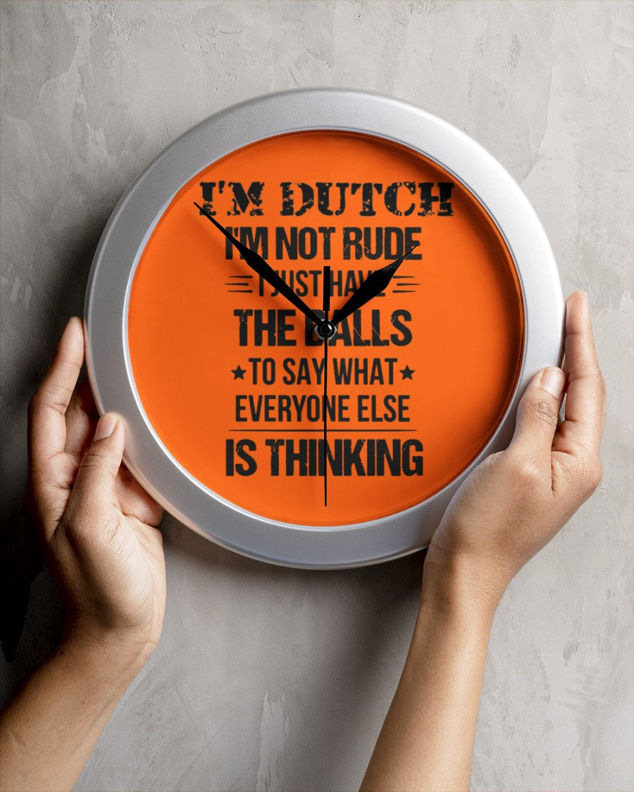 I'M NOT RUDE I'M DUTCH - Wall Clock - Burnt Orange - aos-wall-clock-lifestyle-front-04