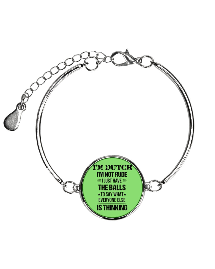 I'M NOT RUDE I'M DUTCH - Metallic Circle Bracelet - Kiwi - Front