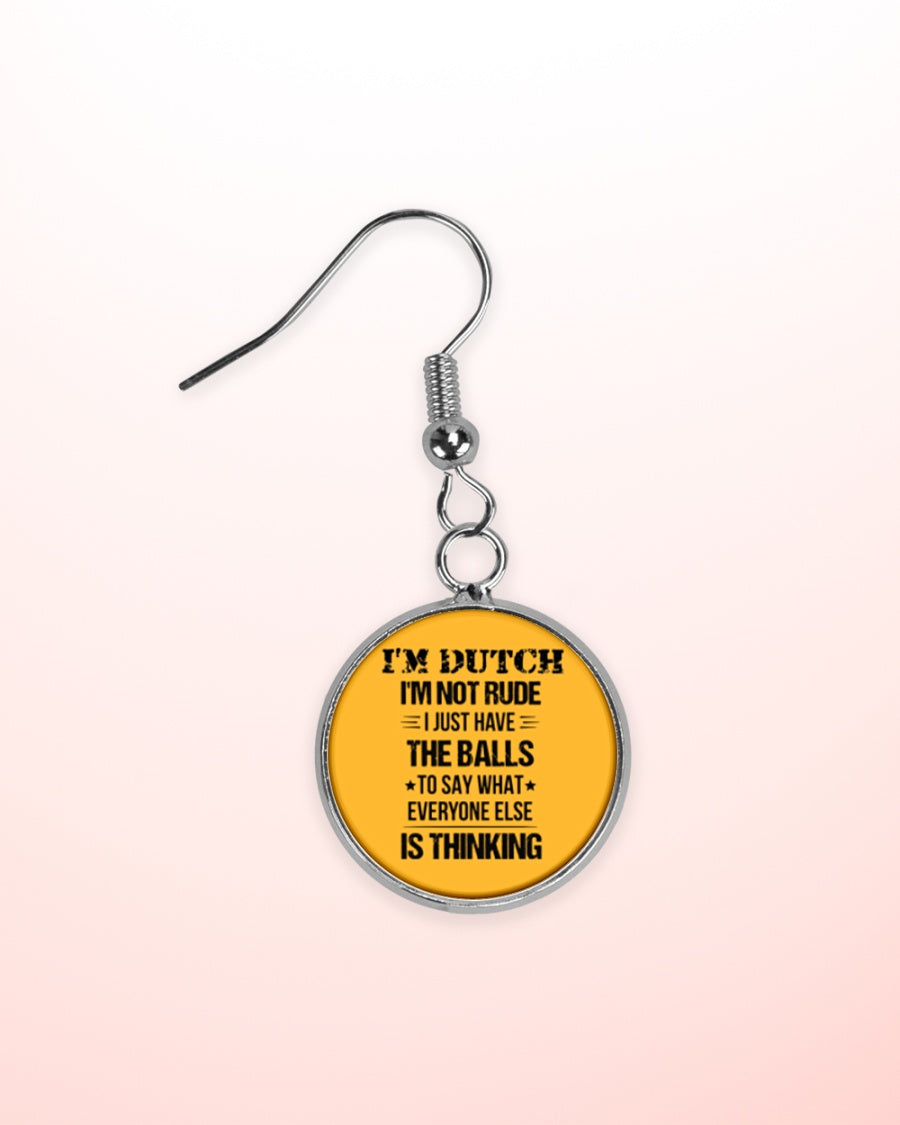 I'M NOT RUDE I'M DUTCH - Circle Earrings - Gold - aos-earring-circle-front-lifestyle-2