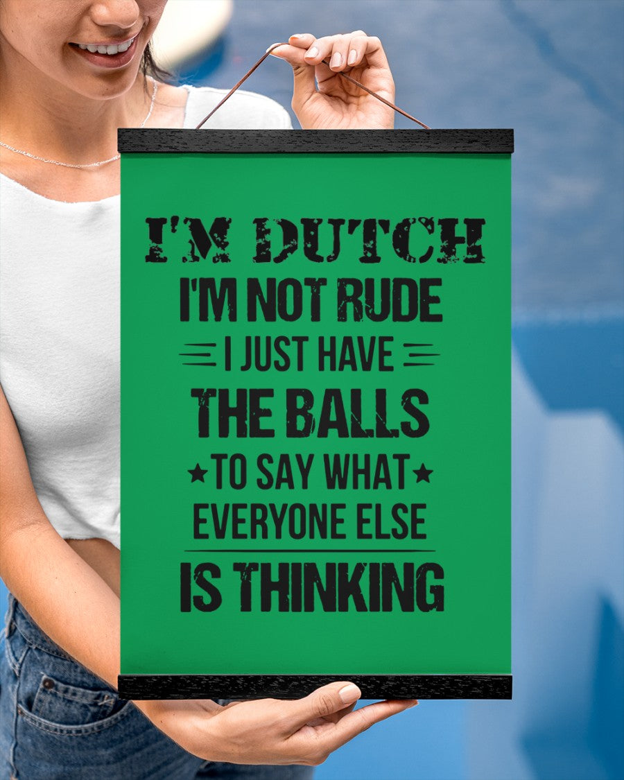 I'M NOT RUDE I'M DUTCH - 12x16 Black Hanging Canvas - Kelly - aos-hanging-canvas-12x16-lifestyle-front-29