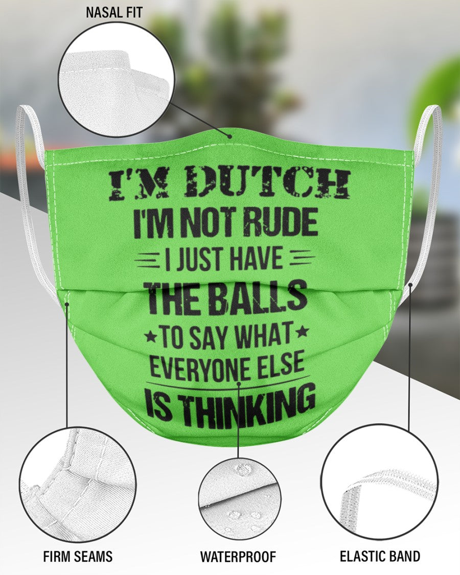 I'M NOT RUDE I'M DUTCH - 3 Layer Face Mask - Single - Kiwi - aos-face-mask-3-layers-lifestyle-front-49