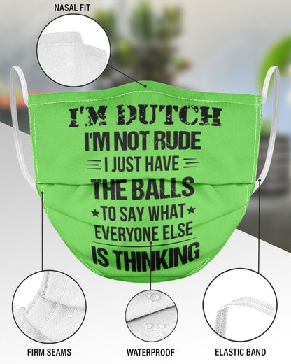 I'M NOT RUDE I'M DUTCH - 3 Layer Face Mask - Single - Kiwi - aos-face-mask-3-layers-lifestyle-front-49