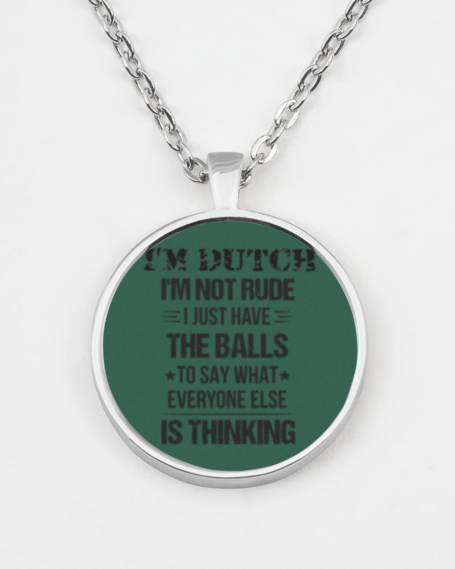 I'M NOT RUDE I'M DUTCH - Metallic Circle Necklace - Forest Green - aos-necklace-circle-metallic-lifestyle-07