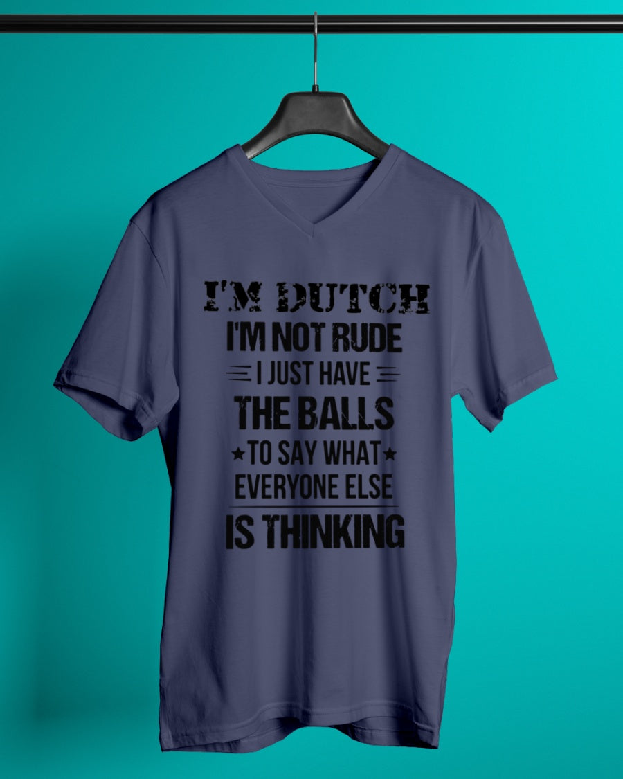 I'M NOT RUDE I'M DUTCH - V-Neck T-Shirt - Navy - lifestyle-mens-vneck-front-3