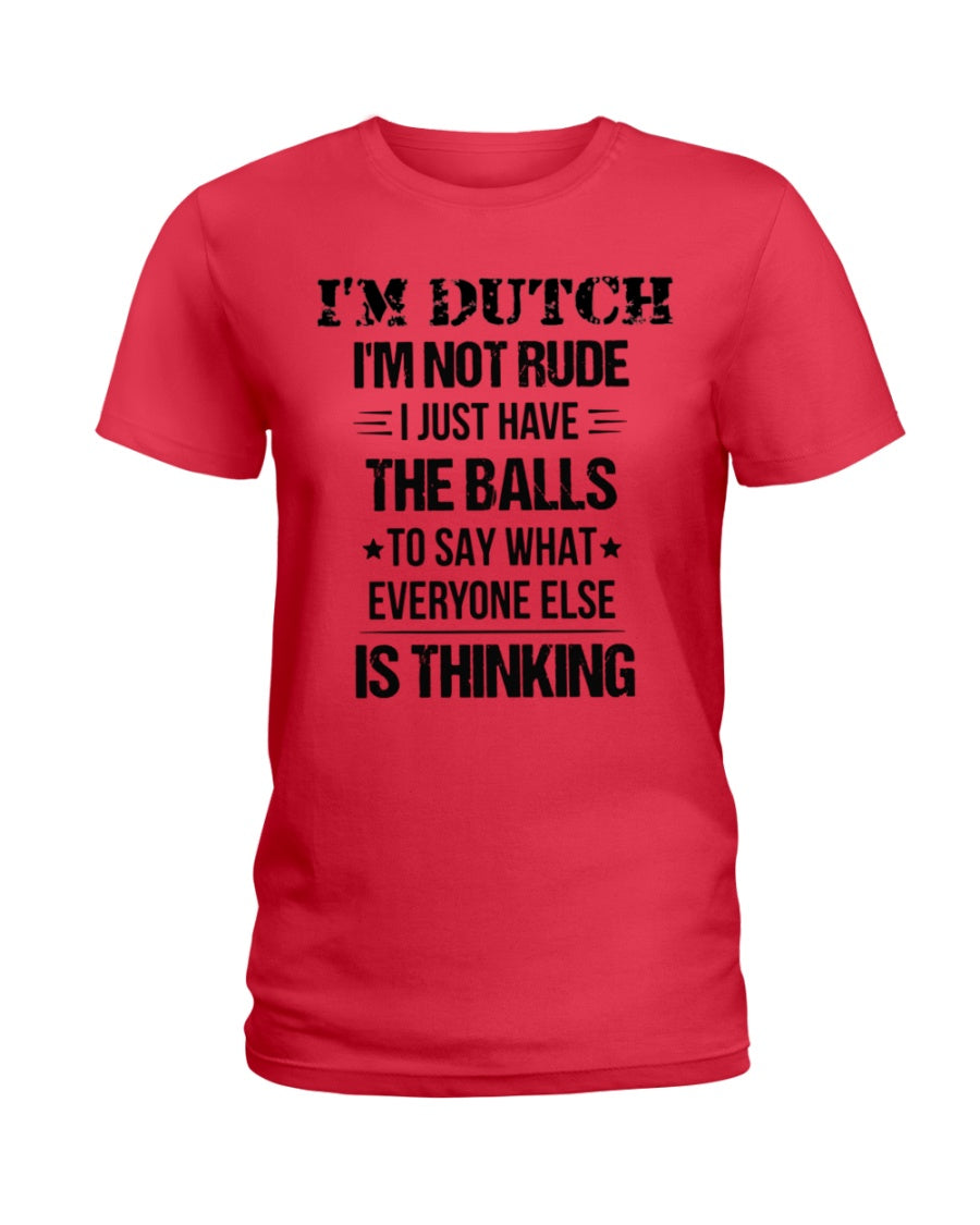 I'M NOT RUDE I'M DUTCH - Ladies T-Shirt - Red - Front