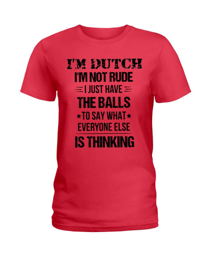I'M NOT RUDE I'M DUTCH - Ladies T-Shirt - Red - Front