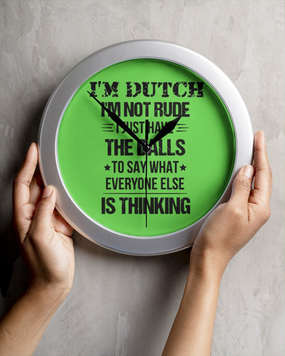 I'M NOT RUDE I'M DUTCH - Wall Clock - Kiwi - aos-wall-clock-lifestyle-front-04