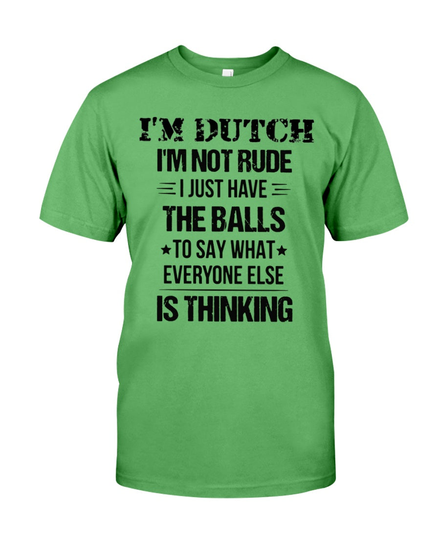 I'M NOT RUDE I'M DUTCH - Premium Fit Mens Tee - Grass Green - Front