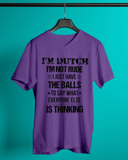 I'M NOT RUDE I'M DUTCH - V-Neck T-Shirt - Team Purple - lifestyle-mens-vneck-front-3