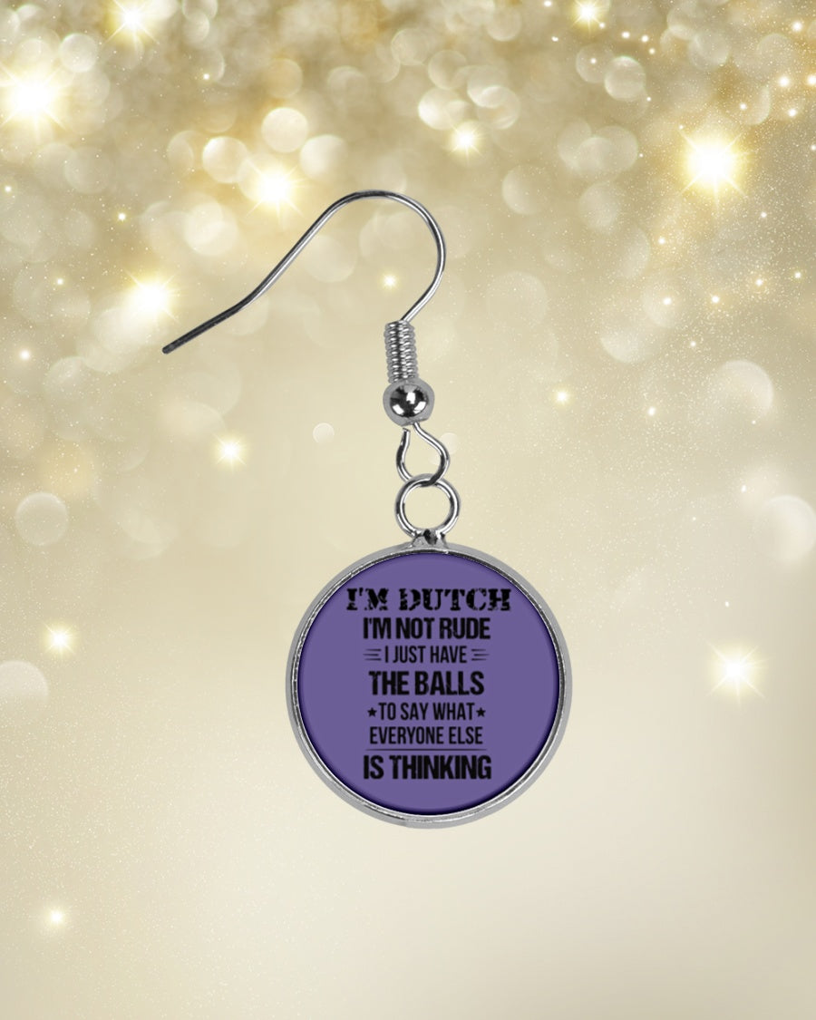 I'M NOT RUDE I'M DUTCH - Circle Earrings - Purple - aos-earring-circle-front-lifestyle-3
