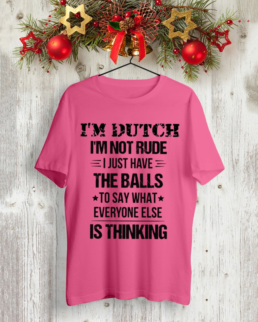 I'M NOT RUDE I'M DUTCH - Premium Fit Mens Tee - Fuchsia - lifestyle-holiday-crewneck-front-2