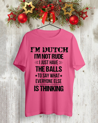 I'M NOT RUDE I'M DUTCH - Premium Fit Mens Tee - Fuchsia - lifestyle-holiday-crewneck-front-2
