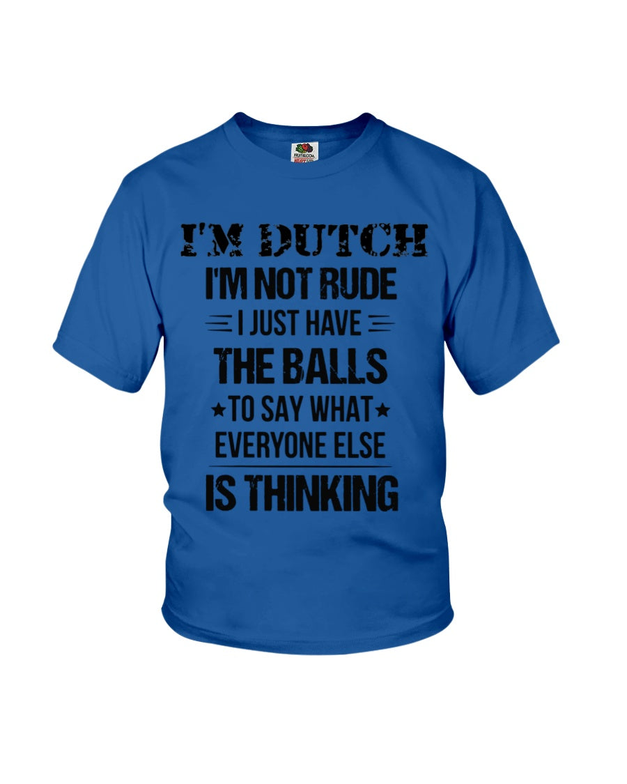 I'M NOT RUDE I'M DUTCH - Youth T-Shirt - Royal - Front