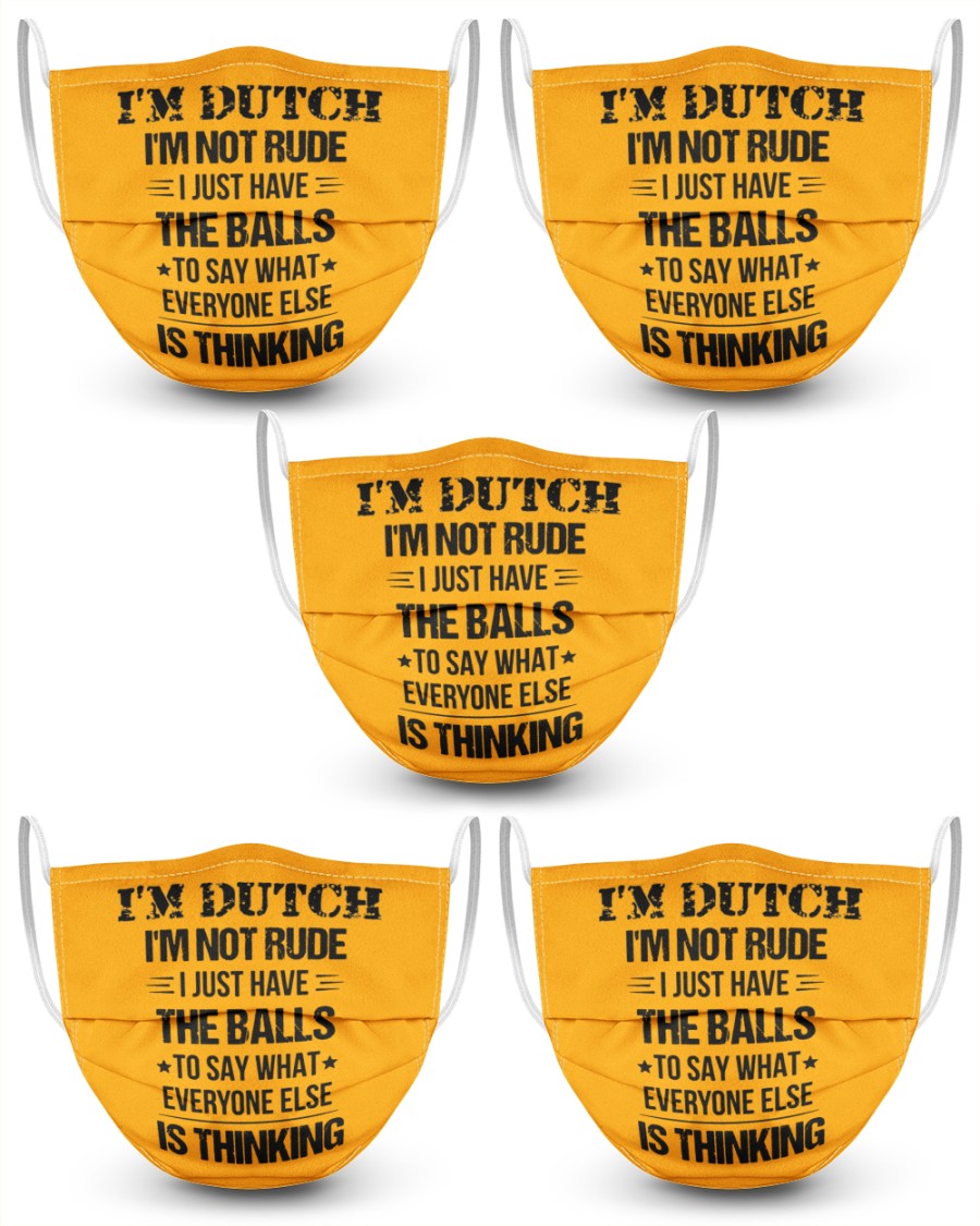 I'M NOT RUDE I'M DUTCH - 3 Layer Face Mask - 5 Pack - Gold - Front