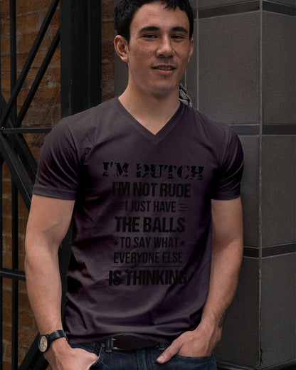 I'M NOT RUDE I'M DUTCH - V-Neck T-Shirt - Brown - lifestyle-mens-vneck-front-2