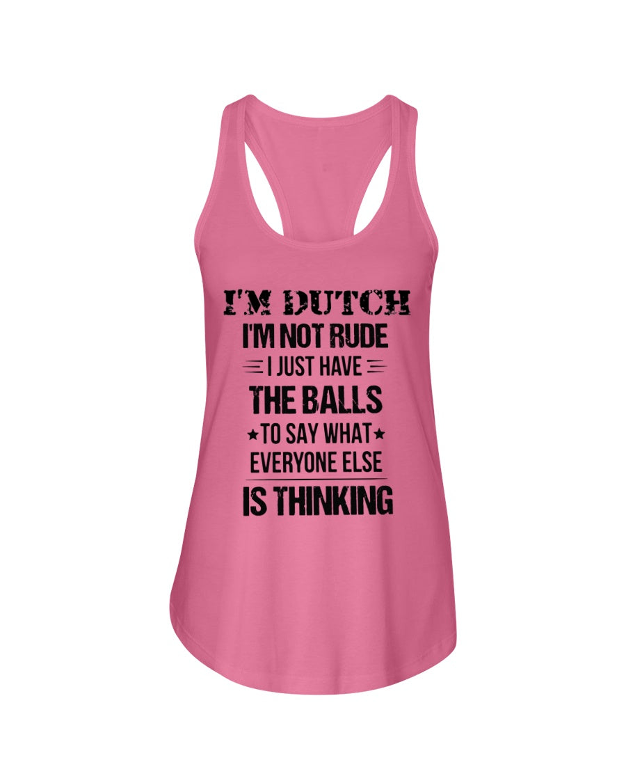 I'M NOT RUDE I'M DUTCH - Ladies Flowy Tank - Neon Pink - Front